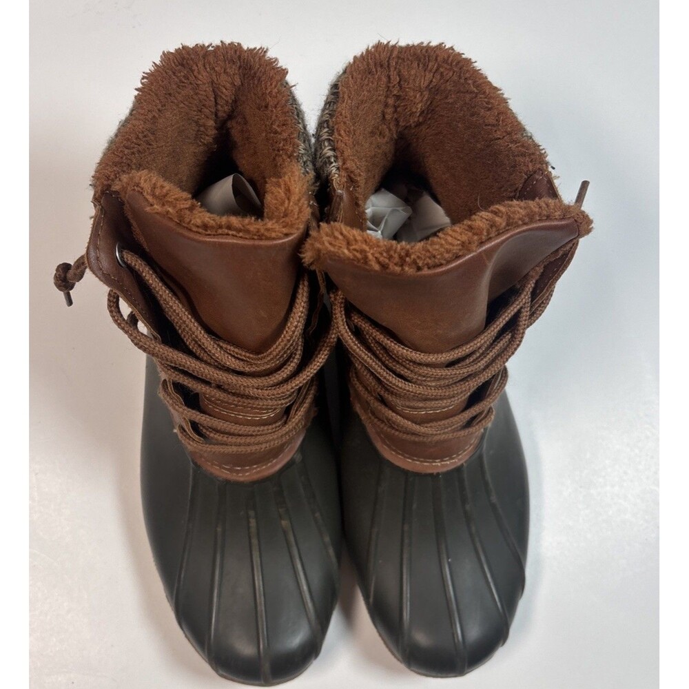 Steve Madden Duck Boots Women's Size 9 Tillis Brown Round Toe Lace Up Ankle
